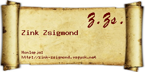 Zink Zsigmond névjegykártya